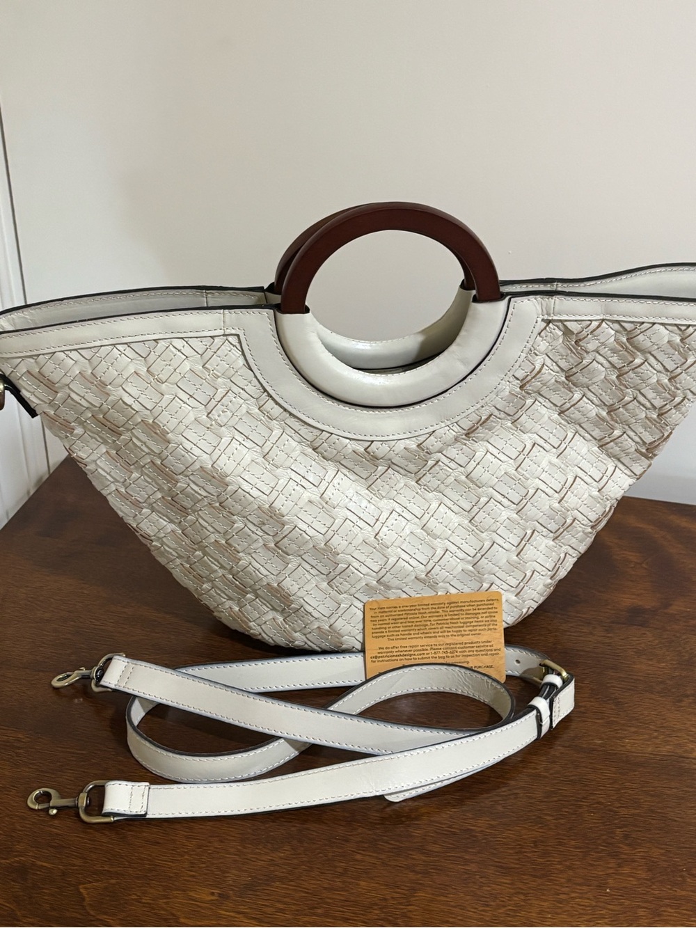 NEW Patricia Nash Luni Dome Tote - Handwoven Braided Leather "Latte"